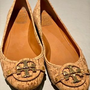 Tory Burch Reva Gold Cork Flats